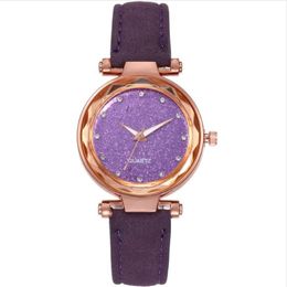 Montre étoile décontractée bracelet en cuir poncé cadran en diamant argenté montres à quartz pour femmes montres-bracelets pour dames usine entière A Varie332Y