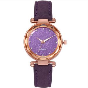 Casual Star Watch Sanded Leather Strap Silver Diamond Dial Relojes de cuarzo para mujer Relojes de pulsera para mujer Manufactory Whole A Varie204N
