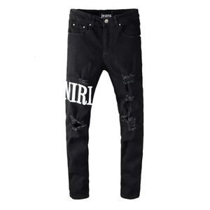 Casual Streetwear Negro Slim Fit Jeans Hombres Mujeres Diseñador Otoño Masculina Letra Jeans Pantalones Hombre Trendy Dance Club Skinny Jean Uomo Toursers 28-40 276 675 718