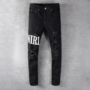 Streetwear décontracté noir Slim Fit Men Automne Masculine Lettre jeans Pantal