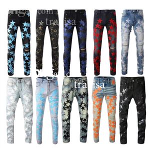 Topkwaliteit casual streetwear heren jeans zwarte slanke fit heren herfst brief masculina jeans broek trendy dance club skinny toursers koko heren jeans