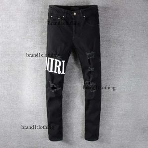 Casual streetwear slim fit Neri Uomo Autunno Masculina Lettera jeans Pantaloni Trendy Dance Club Skinny S Tourers