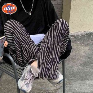 Casual Stretch Hoge Taille Broek Dames Zebra Patroon Wide Been Broek Vrouwelijke Broek Dames Harajuku Koreaanse Versie Broek Q0801