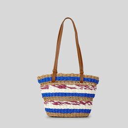 Casual rayé paille femmes sacs à bandoulière concepteur papier tissé sacs à main été plage seau sac petit fourre-tout Bali Shopper sacs à main 230129