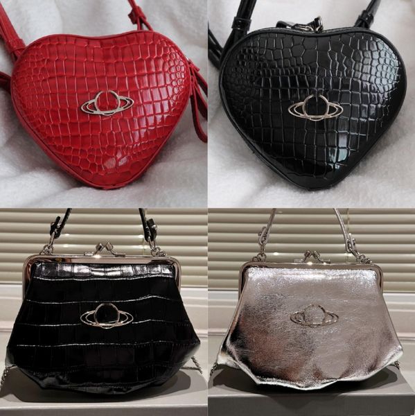 Sacs de soirée Sacs d'épaule Vivian Westwoods Sac Small Red Book Net Net en cuir breveté Face brillante One Épaule Hands Assit Sac Small Square New Women's O5192F