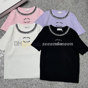 Tricots à manches courtes tricots Top Women Crew Necwear Tricketwear Spring Summer Tee Tee Tee Casual Style Knitwears