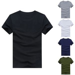 Casual stijl gewone vaste kleur heren t -shirts katoen regelmatig fit zomer tops tee shirts basic man kleding 5xl 240419