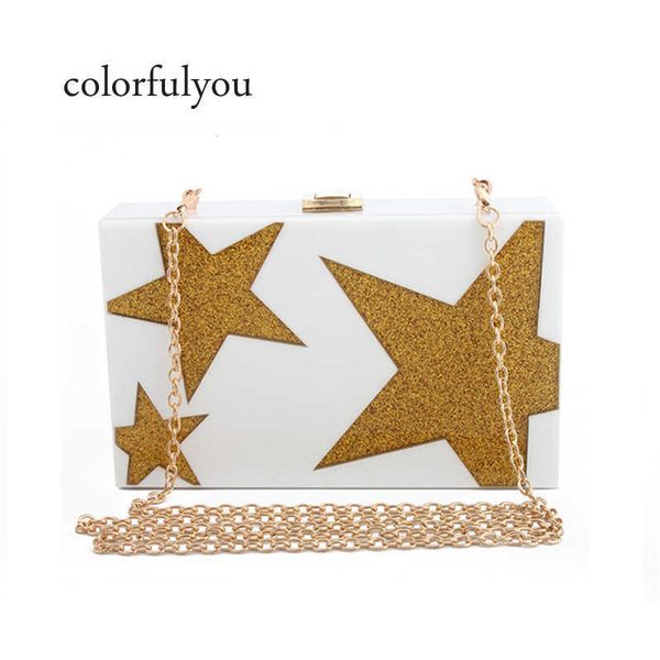 Style décontracté femmes acrylique soirée pochette brillant étoile motif épaule Messenger sacs paillettes sac à main diamants mariage portefeuilles 230401