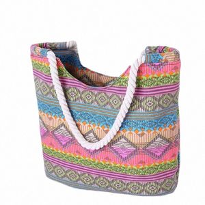 Casual Summer Beach Femmes Sac Sac à lunch Vente chaude Fi Toile de haute qualité Sacs à main rayés Sac à bandoulière T3BP #