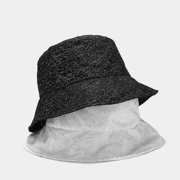 Casual Summer Thin Seau Chapeau Femmes Noir Blanc Argent Fil Panama Pêcheur Dame Pliable En Plein Air Soleil Caps Bob Chapeau Large Bord Chapeaux