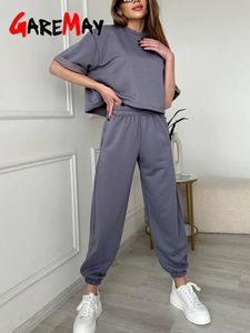 COST CASBOSSE WEMPS ONTERSIDE TOSER COTTON Grey White White Classic Top and Pants Tracksuit Two Piece Set Women Optifits 240428