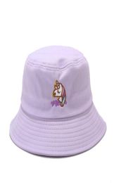 Casual Sun Hat Cute Bucket Hat Dames Cartoon Unicorn Bob Cap Hip Hop Viskap Zomer Panama Fisherman Caps4679311