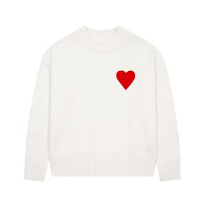 Suéteres casuales Diseñador Amies Suéter de punto Bordado Corazón rojo Color sólido Gran amor Cuello redondo Manga corta Una camiseta para hombres Mujeres Mantenga la ropa abrigada