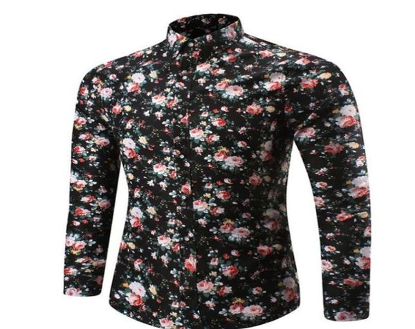 Camisa de pájaro casual Men Mangas a cuadros Camisas impresas de la marca Camisa de vestir casual Camisa Masculina Moda Masculina Fit SH2202961