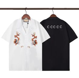 Camiseta informal para hombre y mujer, camisas de playa con estampado de letras, camisa de bolos de seda de diseñador para hombre, vestido suelto de manga corta de verano para hombre M-3XL