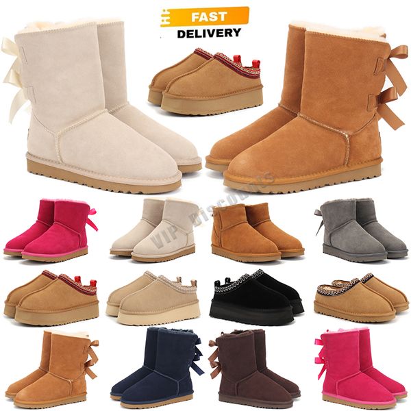 Zapatillas casuales Tasman Diapositivas de piel castaña Piel de oveja Shearling Tazz NUEVAS mulas Mujeres Hombres Ultra Mini Plataforma Bota Zapatos Gamuza Comodidad superior UG Otoño Invierno BOTAS