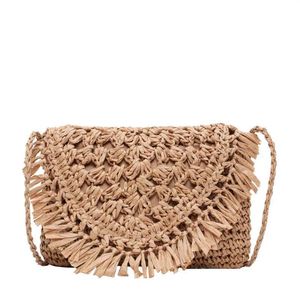 Casual Tassel Hollow Strawkabines voor vrouwen rieten geweven vrouwelijke schouder crossbody tassen rattan zomer strand kleine portemonnees 2020 c0241o