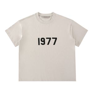 T-shirt décontracté 1977 hommes t-shirt impression lettre brouillard col rond à manches courtes concepteur t-shirt surdimensionné homme taille américaine