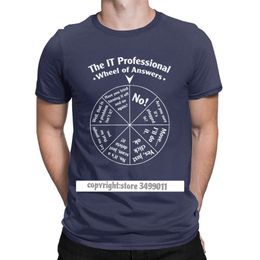 Casual The IT Professional Wheel of Answers Camisetas Hombres Algodón T Shirts Programador Programación Software Ingeniero Tees 210706