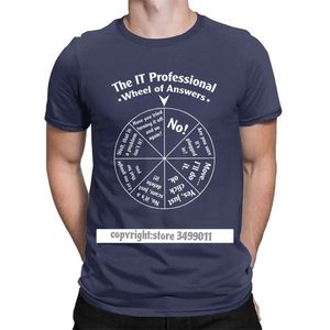 Casual The It Professional Wheel of Antwoorden Tshirts Heren Katoenen T-shirts Programmeur Programmeren Software Engineer Tees 210706