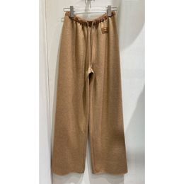 Pantalones casuales Pantalones de mujer de punto de lana con cordón de moda