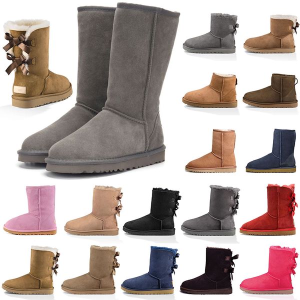 Botte Ugglie décontractée Femmes Australie Bottes de neige ultra mini botte Fille Bottes de neige en peluche demi-cheville pleine fourrure Mules moelleuses Femmes Bottines de créateur sur le genou uggskid