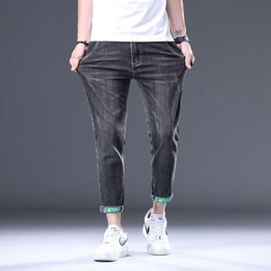 Pantalon court décontracté et polyvalent pour hommes, jean Slim extensible imprimé coréen, nouvelle collection printemps/été 2024