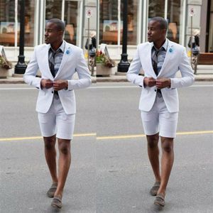 Casual witte heren Suits Notch Rapel Formele Tuxedo Groom Blazer -broek Set voor mannen Wedding Fit Party Diner 2pcs233B
