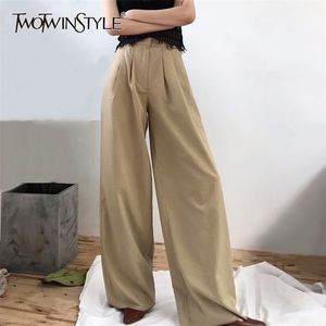 Casual brede beenbroek vrouwelijke hoge taille broek met zakken vrouwen mode lente zomer grote maten 210521