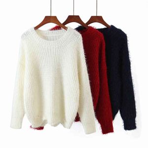 Casual vrouw losse dikker hippocampus trui mode dames winter warme effen kleur top vrouwelijke chique zachte sweaters 210515