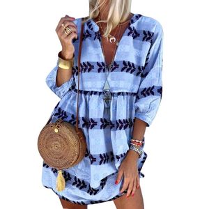 Vestidos informales para mujer, minivestidos bohemios ligeros de verano, vestidos de talla grande para el día a día, ropa femenina 2021 X0521