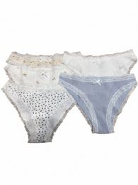 Casual Vrouwen Fi Lace Edge Driehoekige Shorts 2023 Zomer Vintage Sexy Boog Onderbroek Vrouwelijke Leuke Bloemen Slips 643z #