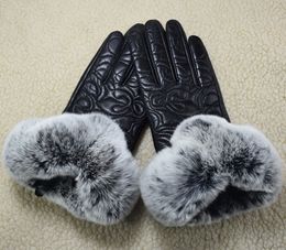 Décontracté femmes gants en cuir hiver en peluche chaud mitaines dames épais en peau de mouton écran tactile gant