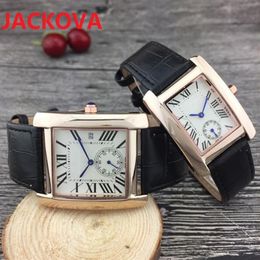 Casual Femmes Hommes Cadran Carré Montres Robe Célèbre Designer Bracelet En Cuir Mouvement À Quartz Cadeau Horloge Classique Saphir Étanche Bu253z