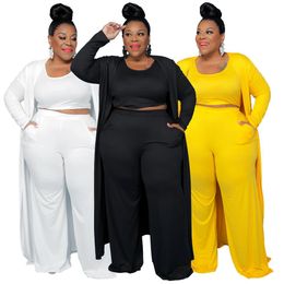 Décontracté Femmes Plus La Taille Survêtements De Mode Sports Maison Robe Manteau Pantalon Trois Pièces Costume Vêtements Pour Femmes Grandes Tailles pour Fema305p