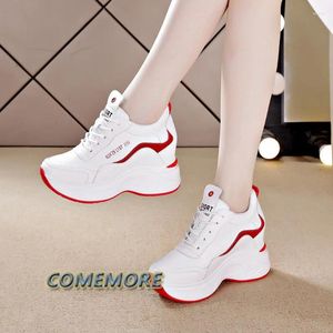 Casual dames sneakers 240 Leerleren schoenen platform Wit Hoge Heel Wedge Outdoor Sport Ademend ronde teen 6 49