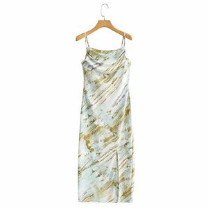 Casual vrouwen vierkante kraag hoge taille jurk zomer mode dames chinese stijl vrouwelijke geplooide print jarretel 210515