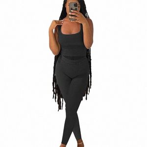 Casual Workout Sets 2 Stuk Outfits Voor Vrouwen Geribbelde Crop Tank Top Hoge Taille Yoga Leggings Lounge Wear Trainingspak V6w6 #