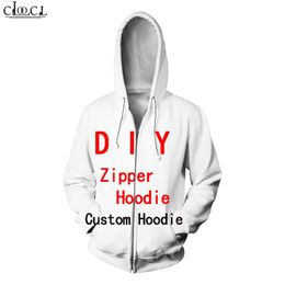 Casual Zip Hoodie 3D Print Diy Personaliseerde Design Coat Men Women Own Image P O Star Singer Anime Harajuku Zipper Tops M198 220706