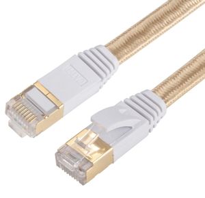 Cat 7 Ethernet -kabel, nylon gevlochten 16ft Cat7 High Speed ​​Professional Gold Plated Plug STP Draden Cat 7 RJ45 Black