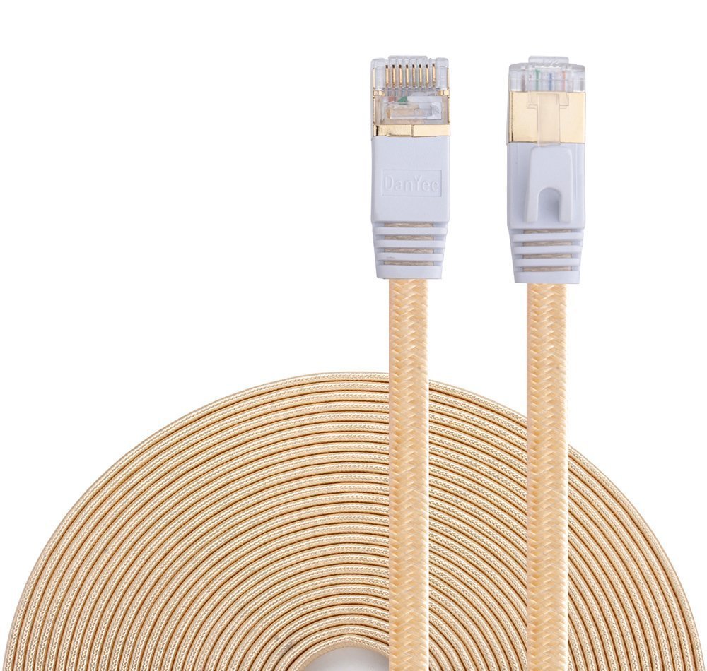 Cat 7-Ethernet-Kabel, Nylon geflochten, 16 Fuß, CAT7 High Speed, professioneller vergoldeter Stecker, STP-Kabel, CAT 7 RJ45-Ethernet-Kabel, 16 Fuß