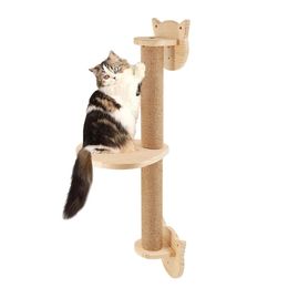 Arbre d'activité pour chat avec griffoirs, plate-forme de perche, hamac mural en Sisal pour chats, chatons, repos de jeu d'escalade 240229