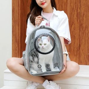 Chat et chien portant sac animal de compagnie sortant la capsule spatiale cage double épaule double épaule transparente respirante imperméable portable 240409