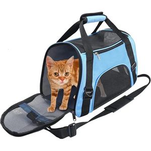 Sac pour chat quatre côtés respirant maille sac pour animaux de compagnie facile à transporter sac de voyage à bandoulière sac à main pour voiture sac pour chat 240307