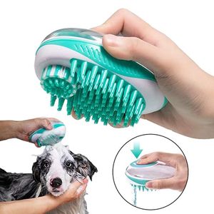 Kat Bad Borstel 2-in-1 Spa Massage Kam Zachte Siliconen Douche Haar Grooming CMOB Hond Cleaning Tool Pet Supplies