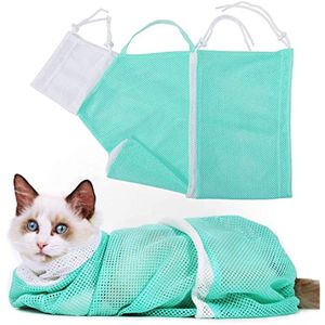 Sac de bain pour chat anti-morsures et anti-rayures sac de toilettage pour chat pour le bain, la coupe des ongles, la prise de médicaments, sac de douche multifonctionnel réglable et respirant