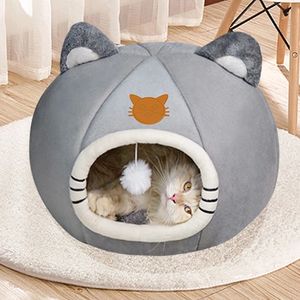 Chat Bed House Kennel Nest Pething Round Sleeping Sorming Cave Chichet Lits Panet Panet Cozy Chichette Lounger Cushion Cat Maison Tent Tent House 231221