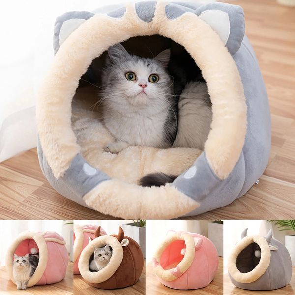 Cama para gatos Casa Perrera Nido Redondo Mascotas Cueva para dormir Camas para gatitos Cesta para mascotas Acogedor Tumbona Cojín Tienda Perro Y240103