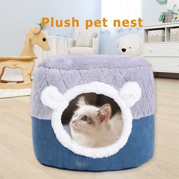 Chat Lit Maison Doux En Peluche Chenil Chiot Coussin Pour Petits Chiens Chats Couverture Nid Hiver Chaud Dormir Pet Chien Tapis Fournitures 211111