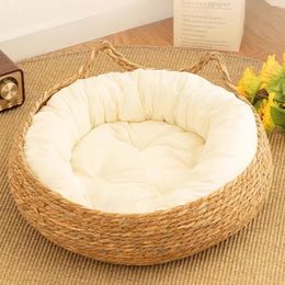 Cat Bed Pet Nest Pure Manual Manual Woven Catrandgrass Cat Scratch Board amovible washiable hiver chauds tampon All-SeasonPEP 231222